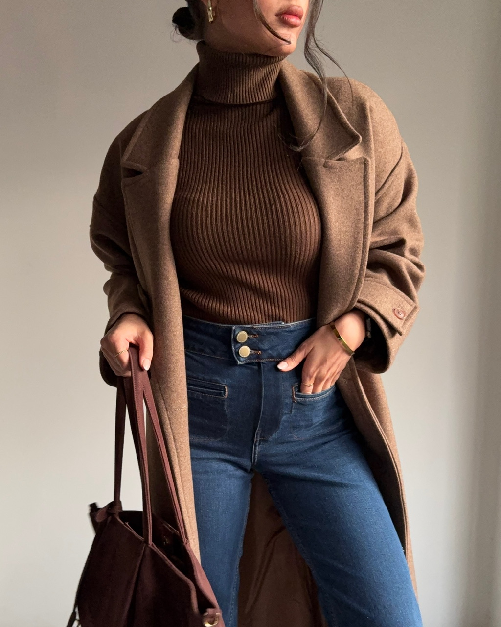 پالتو بیسیک بلند لارا قهوه ای