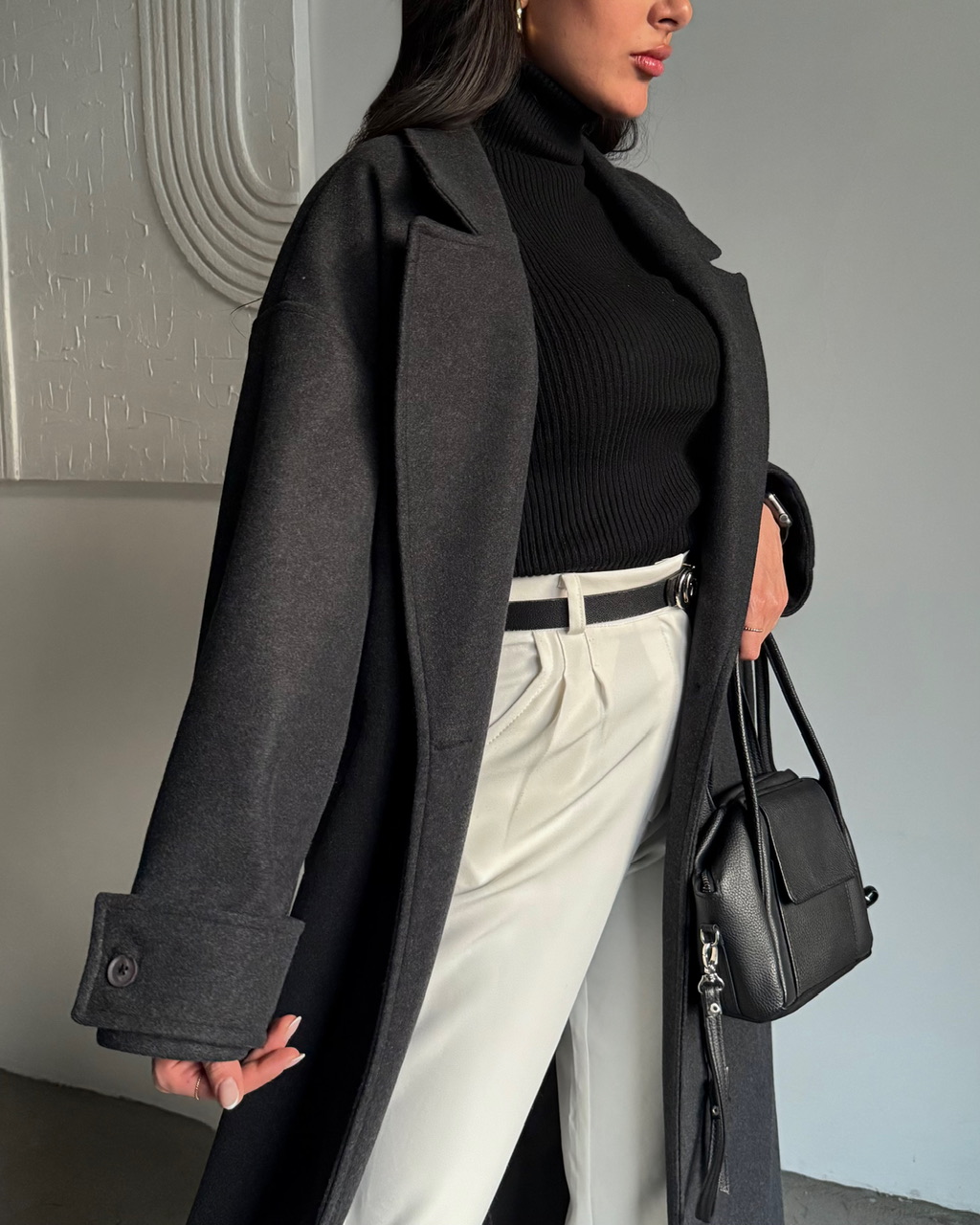 پالتو بیسیک بلند لارا ذغالی