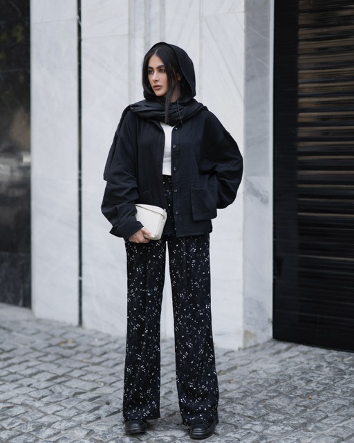 شلوار پترن دار مشکی