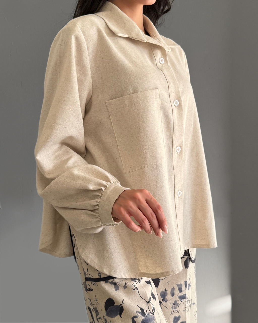 شومیز بیسیک لینن کرم