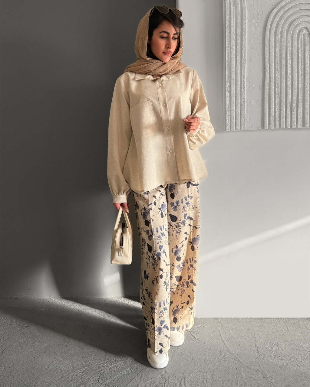 شومیز بیسیک لینن کرم