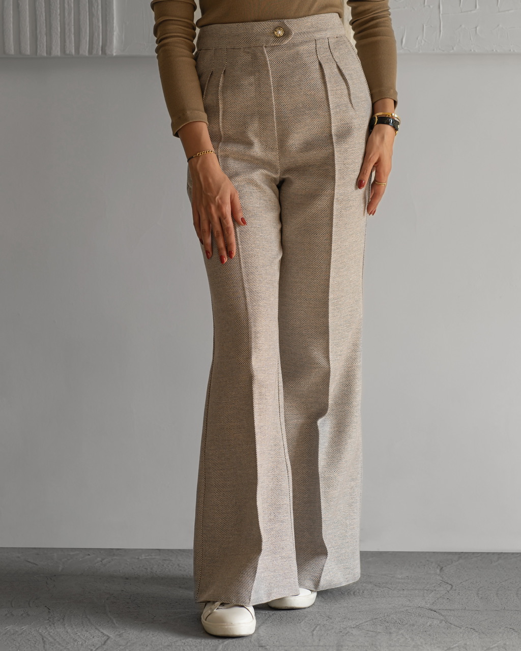 شلوار جناغی کرم