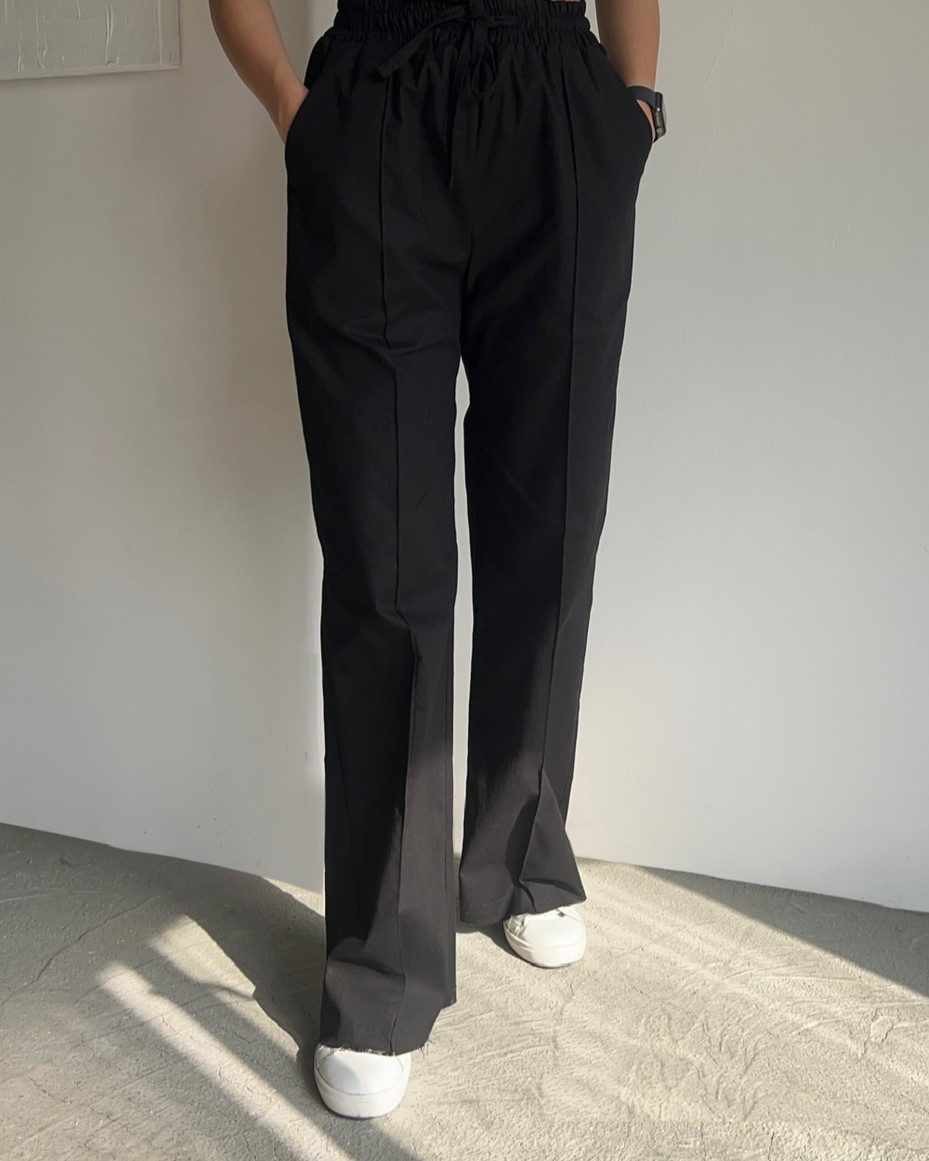 شلوار واید لینن مشکی