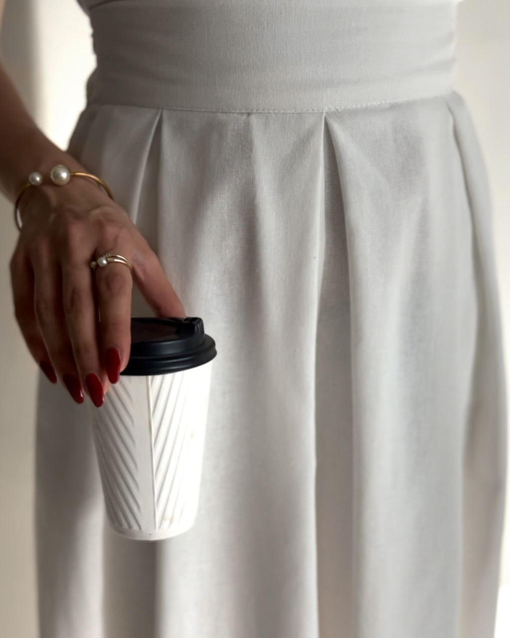 دامن شلواری بِنی سفید