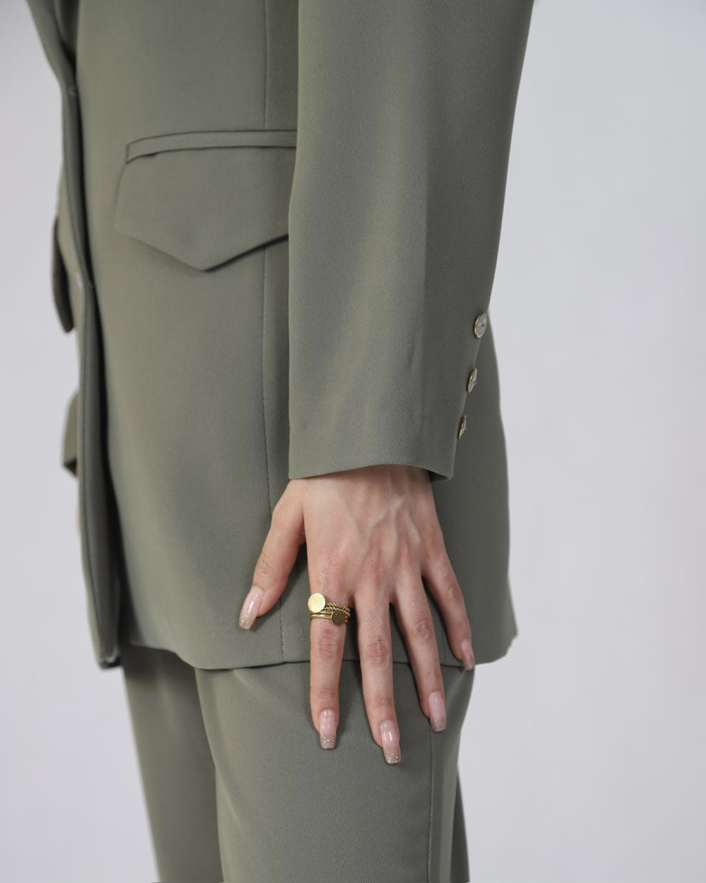 کت کرپ کلاسیک‌رنگ‌ سبز