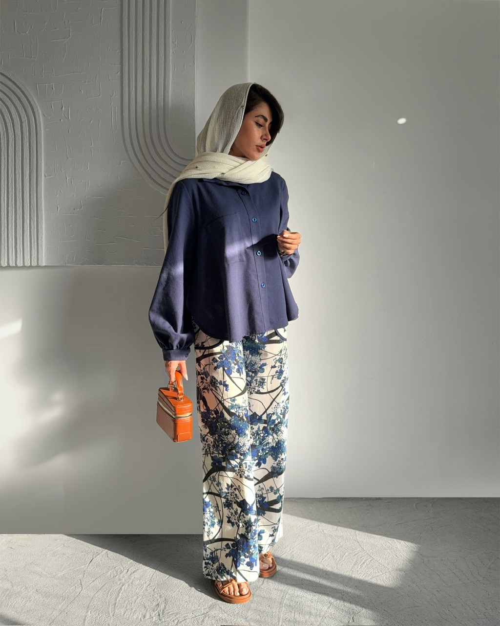 شومیز بیسیک لینن سرمه ای